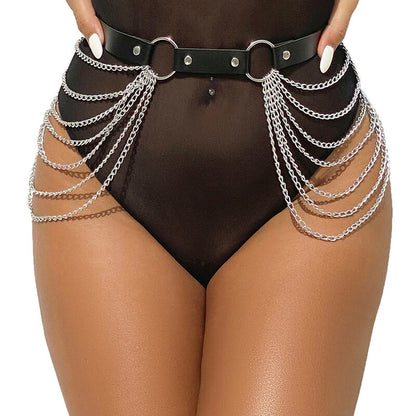 SUBBLIME - CINTURÓN DE CADENAS CUERO NEGRO TALLA ÚNICA