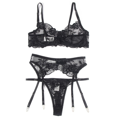 SUBBLIME - SET DE 3 PIEZAS SUJETADOR + TANGA + LIGA ESTAMPADO FLORAL