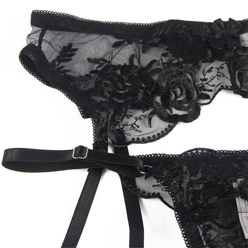 SUBBLIME - SET DE 3 PIEZAS SUJETADOR + TANGA + LIGA ESTAMPADO FLORAL