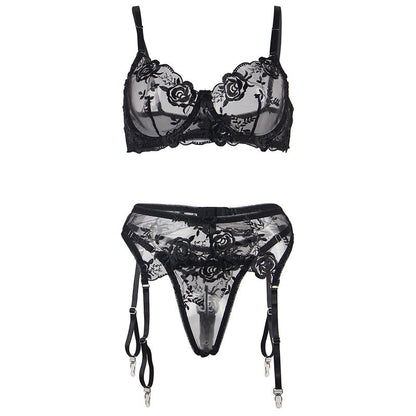 SUBBLIME - SET DE 3 PIEZAS SUJETADOR + TANGA + LIGA ESTAMPADO FLORAL