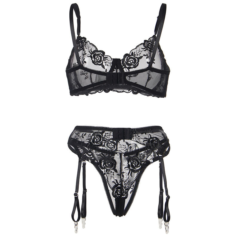 SUBBLIME - SET DE 3 PIEZAS SUJETADOR + TANGA + LIGA ESTAMPADO FLORAL