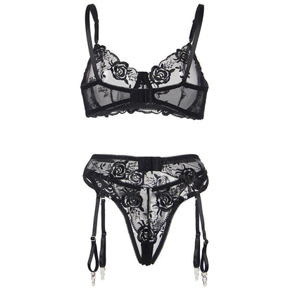 SUBBLIME - SET DE 3 PIEZAS SUJETADOR + TANGA + LIGA ESTAMPADO FLORAL