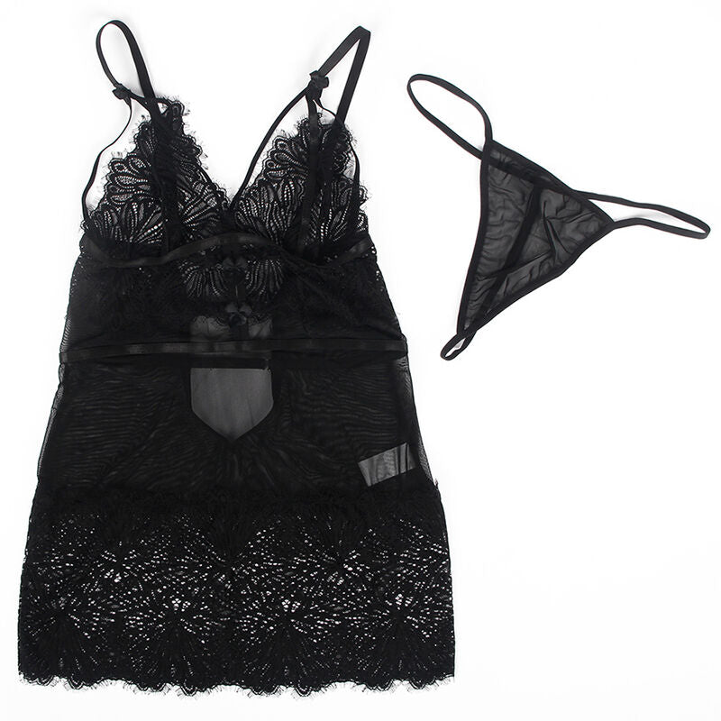SUBBLIME - BABYDOLL WITH ADJUSTABLE BLACK LACE STRAPS S/M