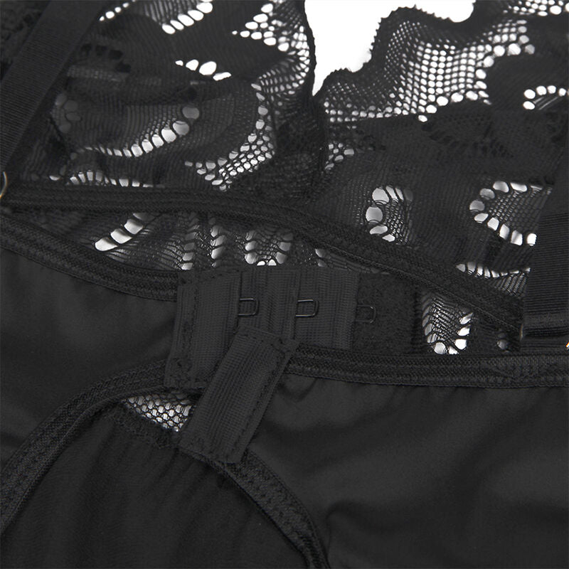 SUBBLIME - BABYDOLL WITH FLORAL PRINT BLACK CHEST S/M