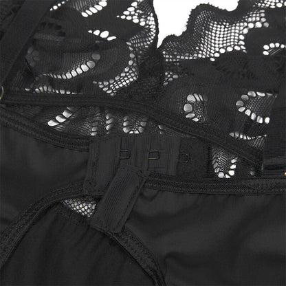 SUBBLIME - BABYDOLL WITH FLORAL PRINT BLACK CHEST S/M