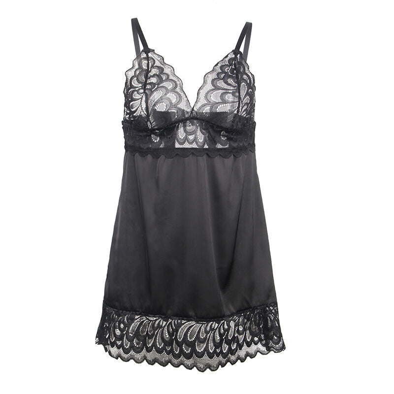 SUBBLIME - BABYDOLL WITH FLORAL PRINT BLACK CHEST L/XL