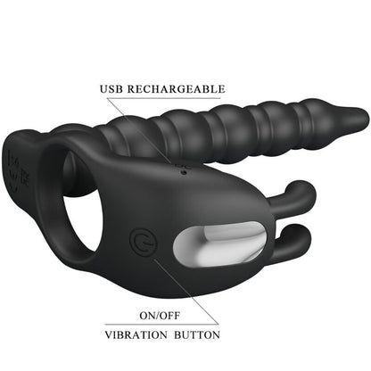 PRETTY LOVE - BLACKNEY PENIS RING WITH VIBRATING PLUG BLACK