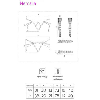 LIVCO CORSETTI FASHION - NEMALIA SET GARTER BELT + STOCKINGS + GLOVES BLACK L/XL