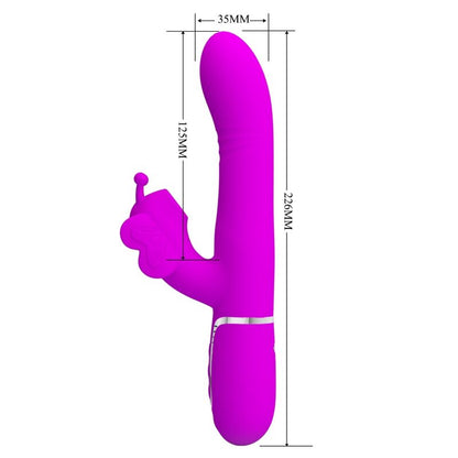 PRETTY LOVE - 4-IN-1 MULTIFUNCTION RABBIT VIBRATOR, FUCHSIA BUTTERFLY