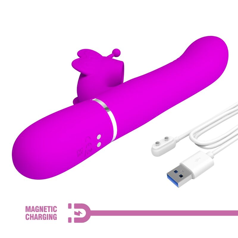 PRETTY LOVE - 4-IN-1 MULTIFUNCTION RABBIT VIBRATOR, FUCHSIA BUTTERFLY