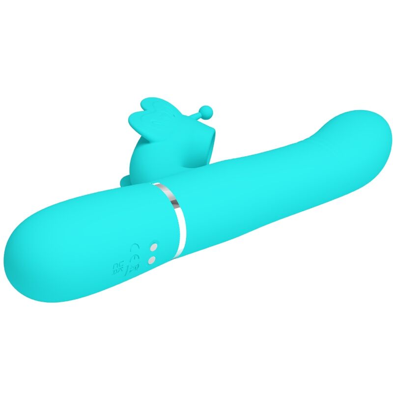 PRETTY LOVE - 4-IN-1 MULTIFUNCTION RABBIT VIBRATOR, AQUA GREEN BUTTERFLY