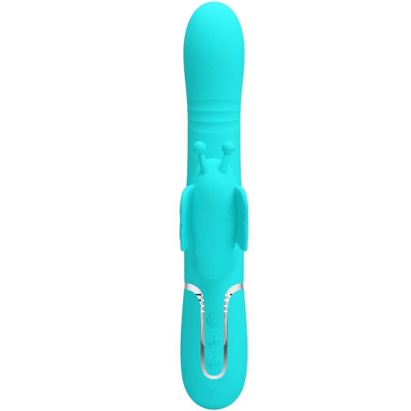 PRETTY LOVE - 4-IN-1 MULTIFUNCTION RABBIT VIBRATOR, AQUA GREEN BUTTERFLY