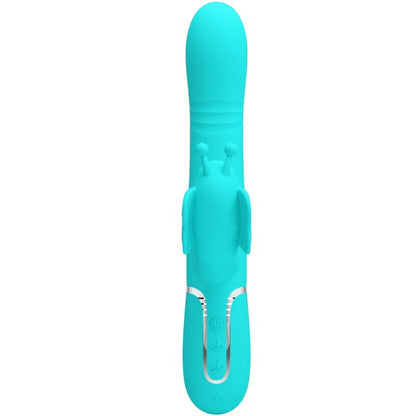 PRETTY LOVE - 4-IN-1 MULTIFUNCTION RABBIT VIBRATOR, AQUA GREEN BUTTERFLY
