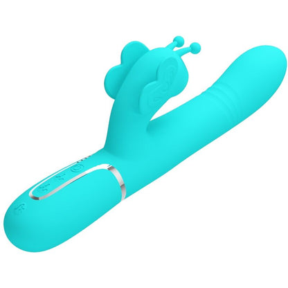 PRETTY LOVE - 4-IN-1 MULTIFUNCTION RABBIT VIBRATOR, AQUA GREEN BUTTERFLY