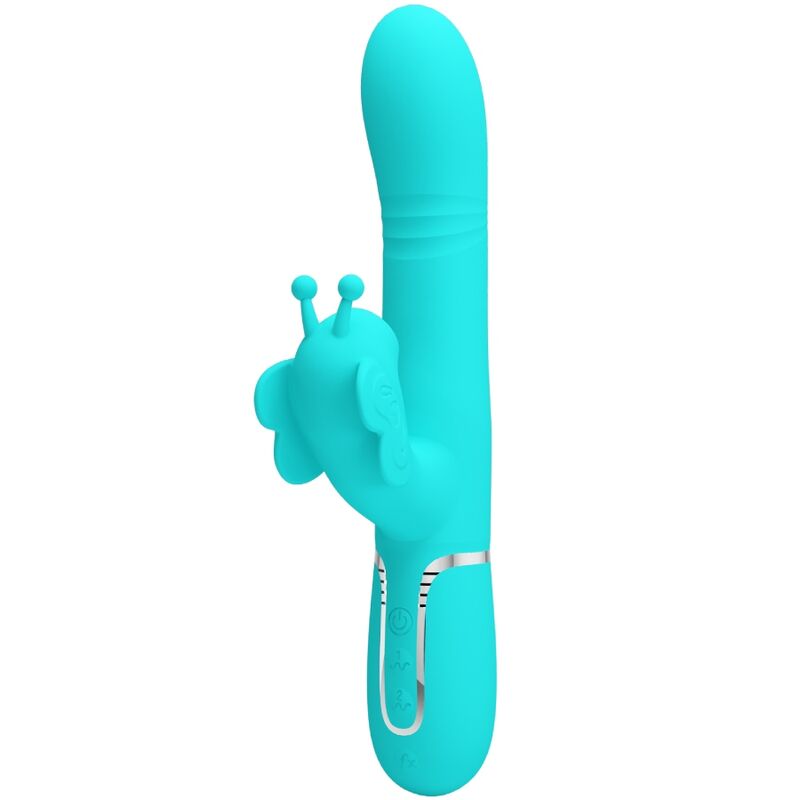 PRETTY LOVE - 4-IN-1 MULTIFUNCTION RABBIT VIBRATOR, AQUA GREEN BUTTERFLY