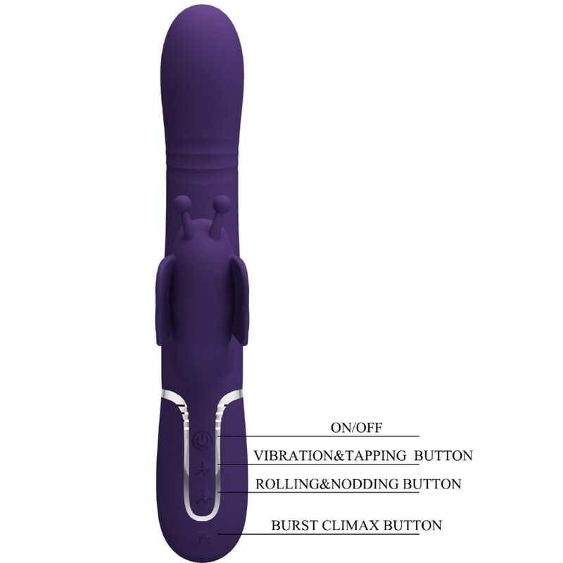 PRETTY LOVE - 4-IN-1 MULTIFUNCTION RABBIT VIBRATOR, BUTTERFLY, PURPLE