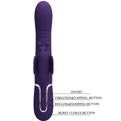 PRETTY LOVE - 4-IN-1 MULTIFUNCTION RABBIT VIBRATOR, BUTTERFLY, PURPLE