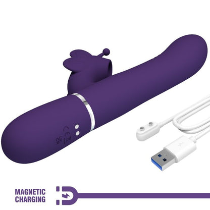 PRETTY LOVE - 4-IN-1 MULTIFUNCTION RABBIT VIBRATOR, BUTTERFLY, PURPLE