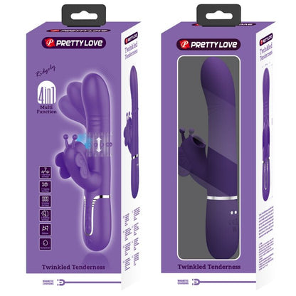 PRETTY LOVE - 4-IN-1 MULTIFUNCTION RABBIT VIBRATOR, BUTTERFLY, PURPLE