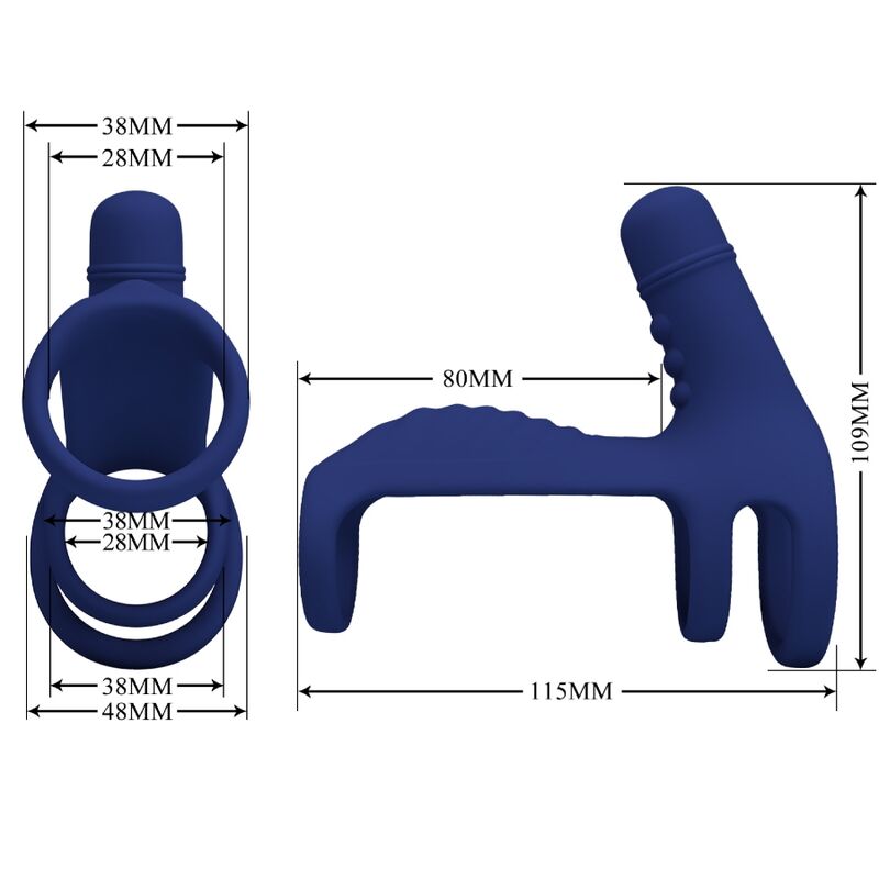 Pretty Love - Elish Vibrador Anell amb extensió blava