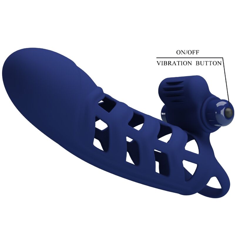 Pretty Love: anell de vibrador altof amb funda de silicona blava