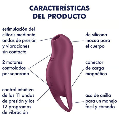 SATISFYER - POCKET PRO 1 CLITORAL STIMULATOR MAROON