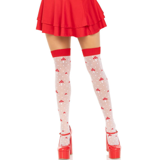 LEG AVENUE - MUSHROOM KNEE SOCKS RED/WHITE