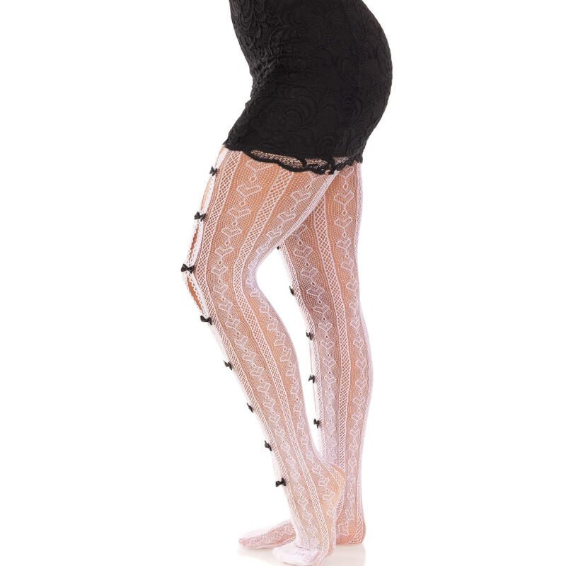 LEG AVENUE - MEDIAS CON ABERTURAS CORAZON & LAZOS