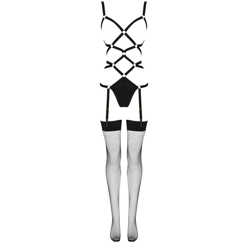 LIVCO CORSETTI FASHION - THIARA LC 20213 SET BODY + STOCKINGS BLACK S/M