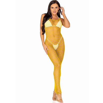 LEG AVENUE - VESTIDO DE REJILLA LARGO FUCSIA ÚNICA
