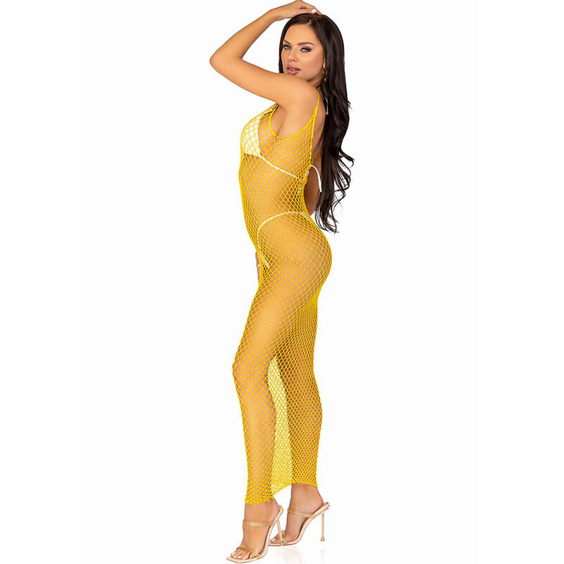 LEG AVENUE - VESTIDO DE REJILLA LARGO FUCSIA ÚNICA