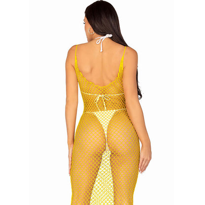 LEG AVENUE - VESTIDO DE REJILLA LARGO FUCSIA ÚNICA