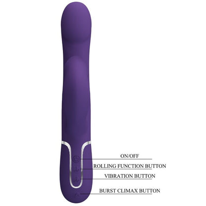 PRETTY LOVE - ZALIN RABBIT VIBRATOR WITH PEARLS 4 IN 1 PURPLE