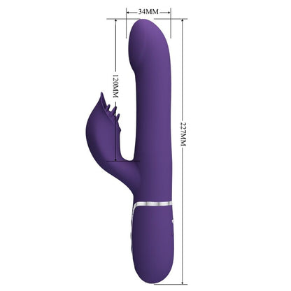 PRETTY LOVE - ZALIN RABBIT VIBRATOR WITH PEARLS 4 IN 1 PURPLE