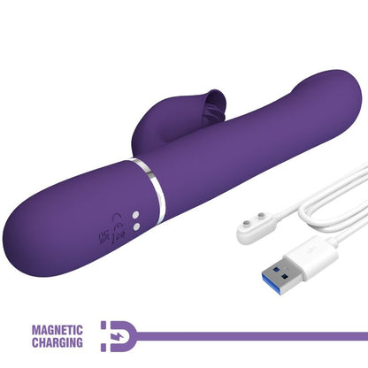 PRETTY LOVE - ZALIN RABBIT VIBRATOR WITH PEARLS 4 IN 1 PURPLE