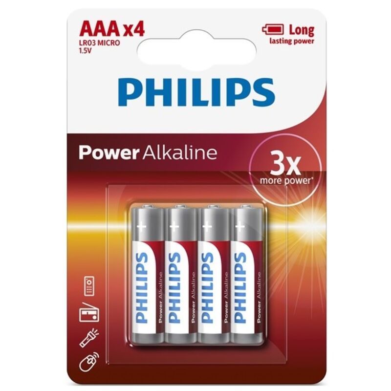 PHILIPS - ЛУЖНА БАТАРЕЯ AAA LR03 БЛІСТЕР*4