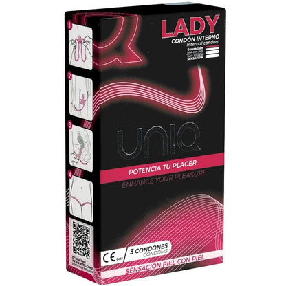 UNIQ - LADY CONDOM PRESERVATIUS FEMENÍS AMB LLIGUER SENSE LATEX 3 UNITATS