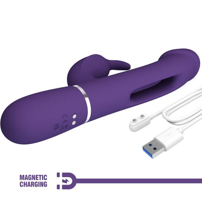 PRETTY LOVE - KAMPAS 3-IN-1 MULTIFUNCTION RABBIT VIBRATOR WITH PURPLE TONGUE