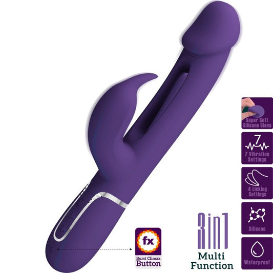 PRETTY LOVE - KAMPAS 3-IN-1 MULTIFUNCTION RABBIT VIBRATOR WITH PURPLE TONGUE