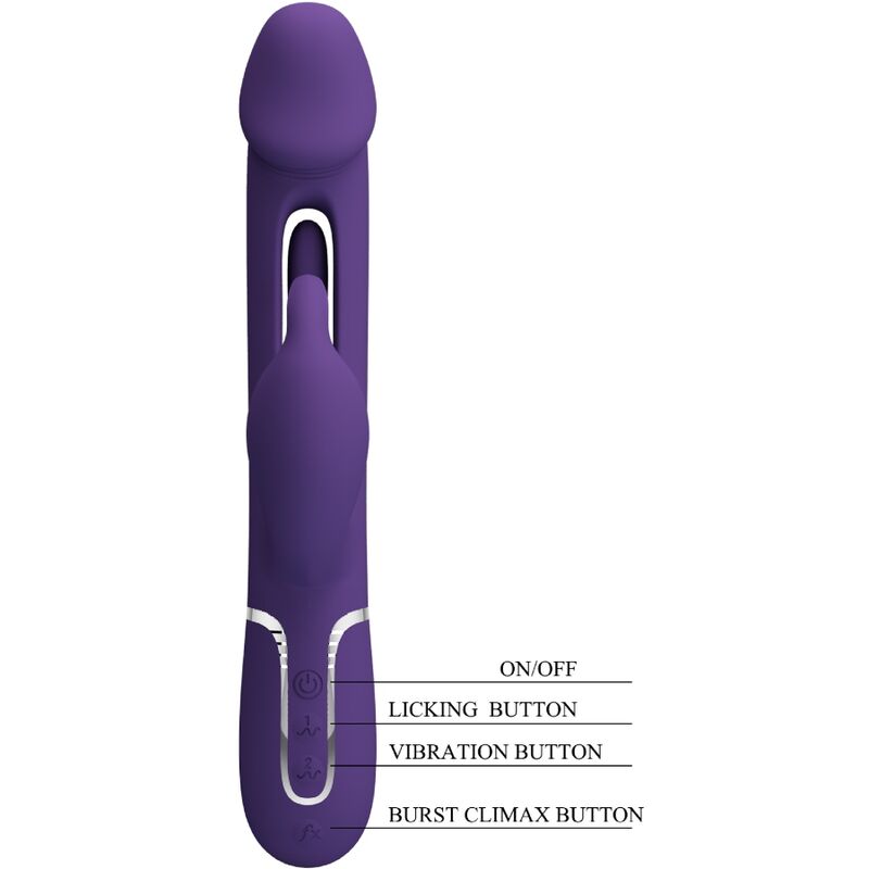 PRETTY LOVE - KAMPAS 3-IN-1 MULTIFUNCTION RABBIT VIBRATOR WITH PURPLE TONGUE