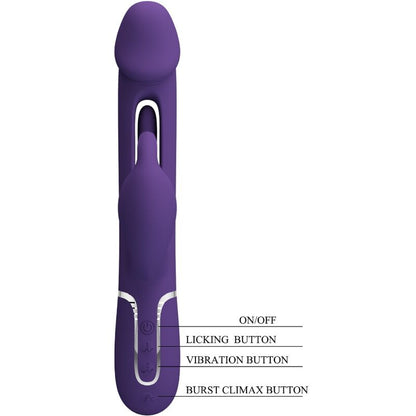PRETTY LOVE - KAMPAS 3-IN-1 MULTIFUNCTION RABBIT VIBRATOR WITH PURPLE TONGUE