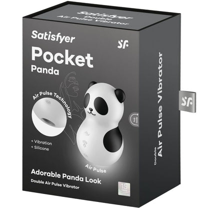 SATISFYER - POCKET PANDA STIMULATOR &amp; VIBRATOR BLACK AND WHITE