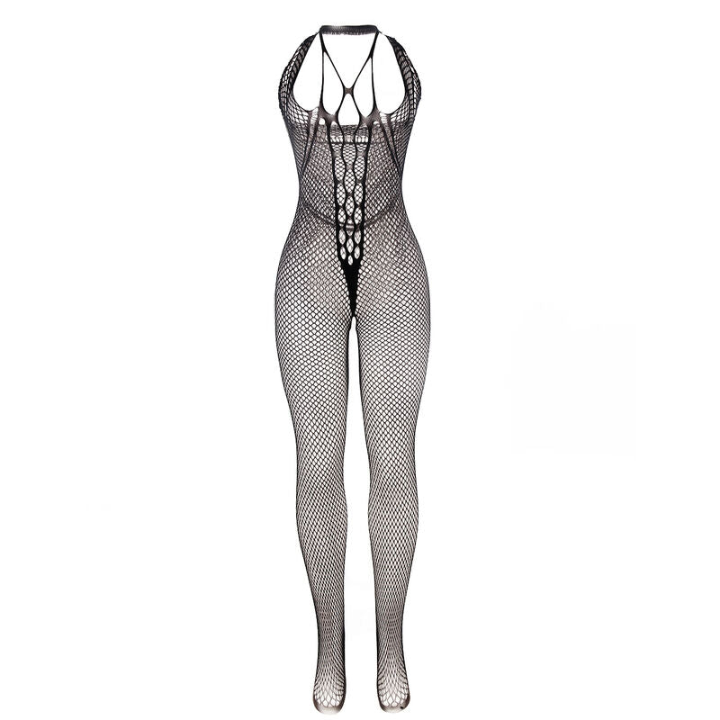 SUBBLIME - 951788 LONG MESH BODYSTOCKING WITH STRAPS ON CHEST AND BACK, BLACK, ONE SIZE