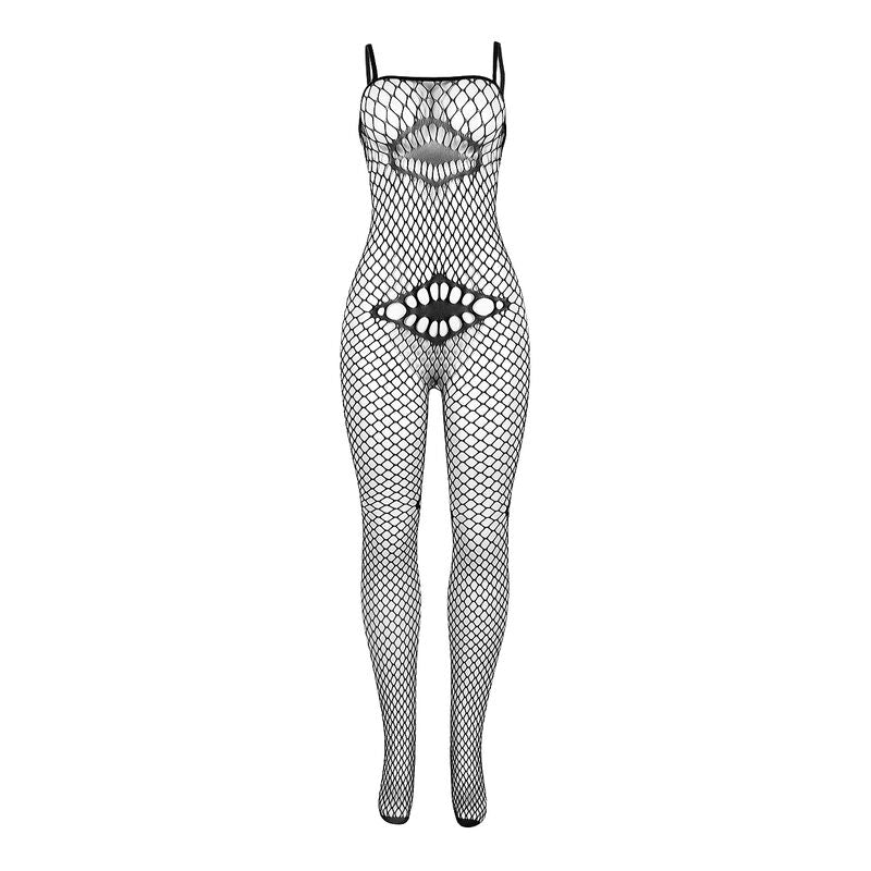 SUBBLIME - 952112 MESH BODYSTOCKING WITH CHEST AND BELLY DETAILS, BLACK, ONE SIZE