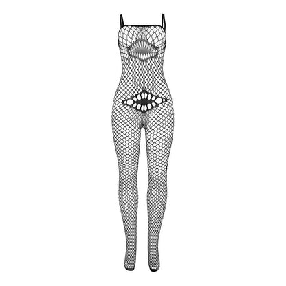 SUBBLIME - 952112 MESH BODYSTOCKING WITH CHEST AND BELLY DETAILS, BLACK, ONE SIZE