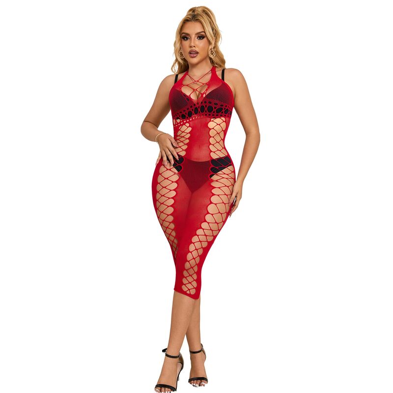 SUBBLIME - 952327 LONG RED MESH DRESS ONE SIZE