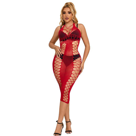 SUBBLIME - 952327 LONG RED MESH DRESS ONE SIZE