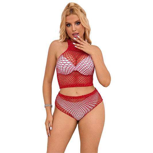 SUBBLIME - 952402 RED RHINESTONE MESH SET ONE SIZE