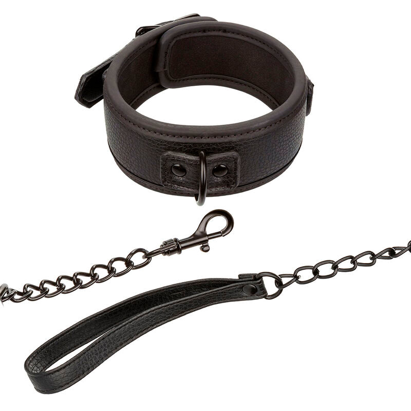 CALEXOTICS - NOCTURNAL COLLAR AND ADJUSTABLE LEATHER STRAP BLACK