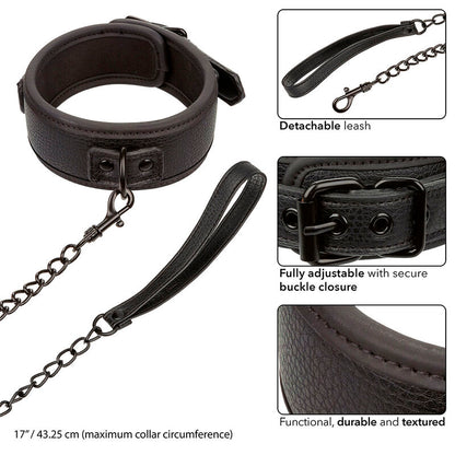CALEXOTICS - NOCTURNAL COLLAR AND ADJUSTABLE LEATHER STRAP BLACK